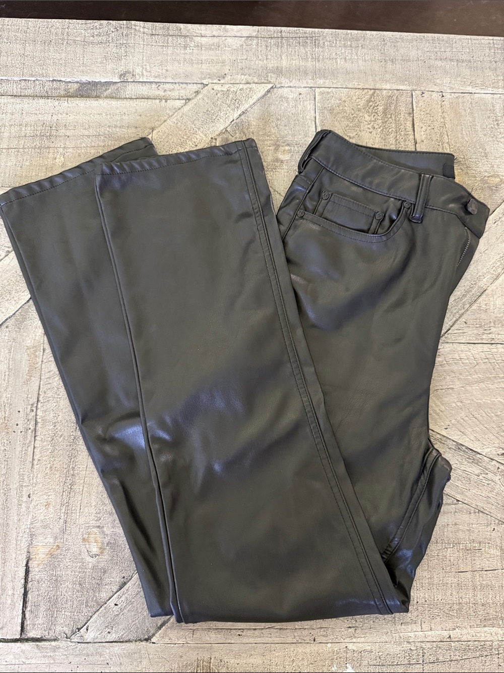 AFRM Heston Faux Leather Straight Leg Pants in Black